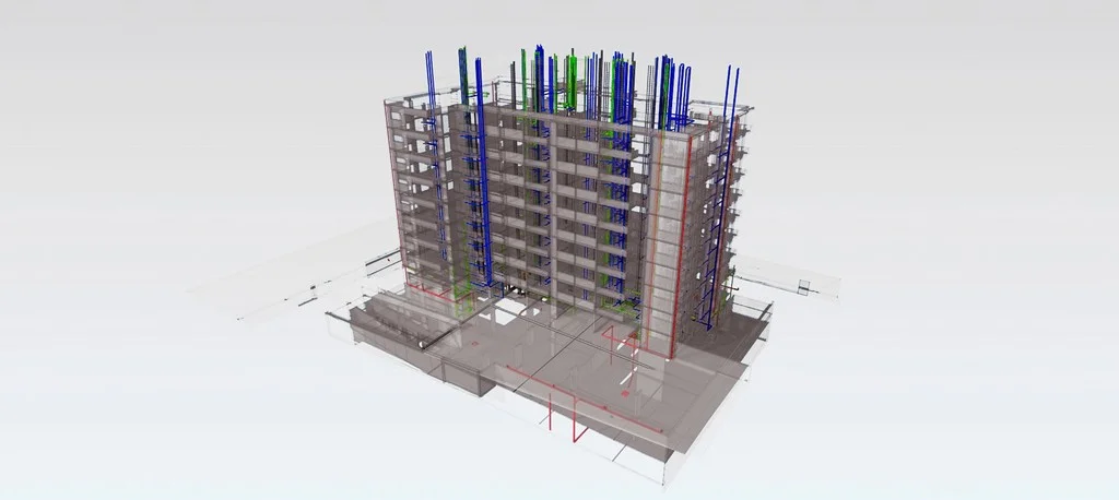 Coordinación de proyectos con modelo 3D del exterior de edificio de Gestaria