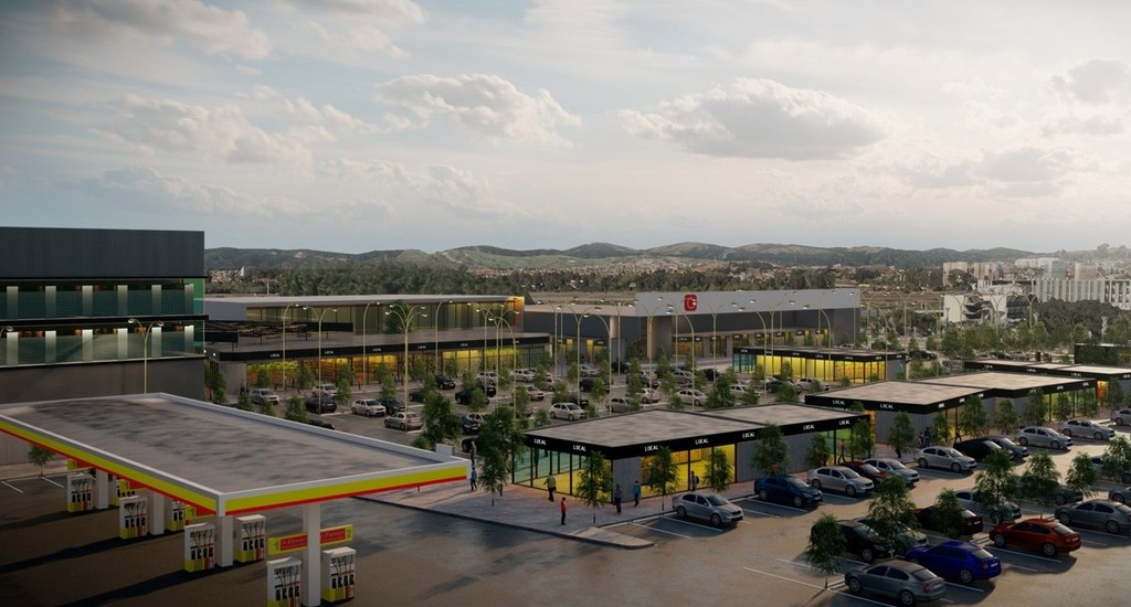 Modelo 3D de proyecto de strip center de Gestaria